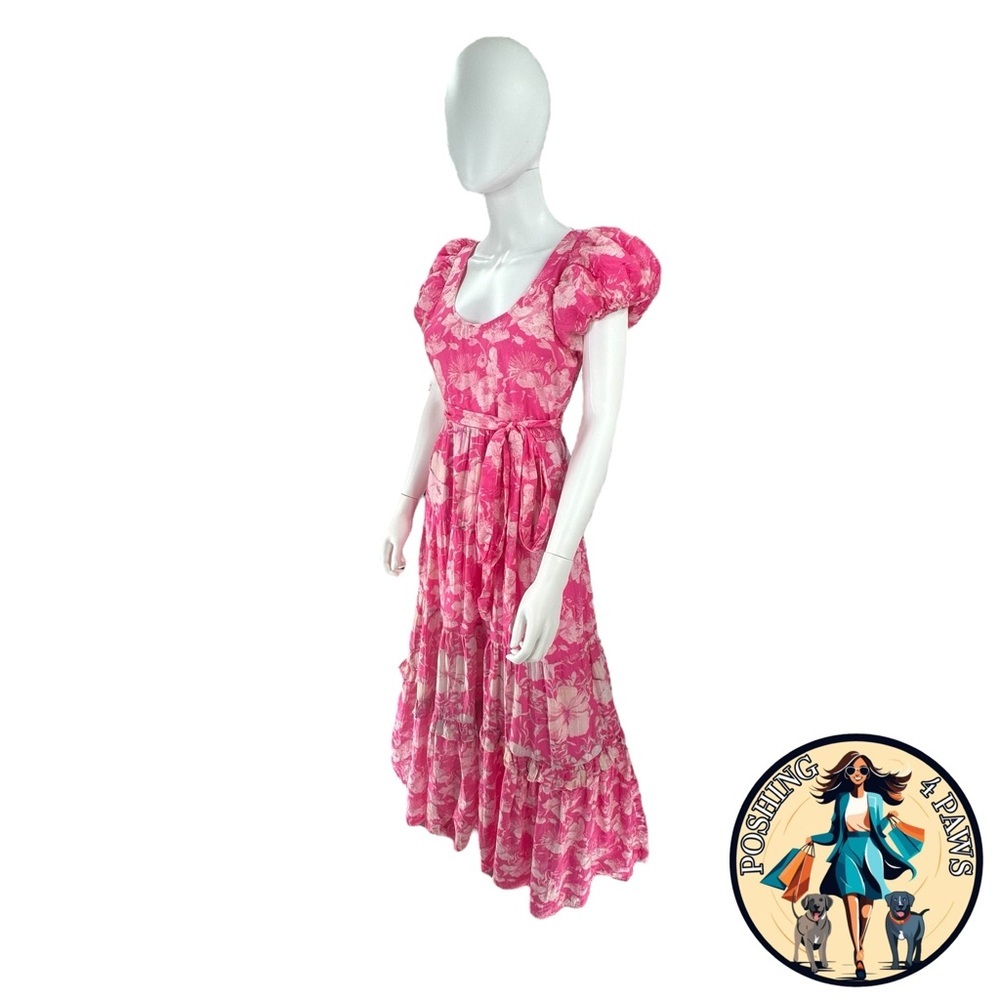 LoveShackFancy | NEW Karalie Silk Blend Maxi Dress in Holiday Sun Fuchsia Size 2 - Picture 8 of 13